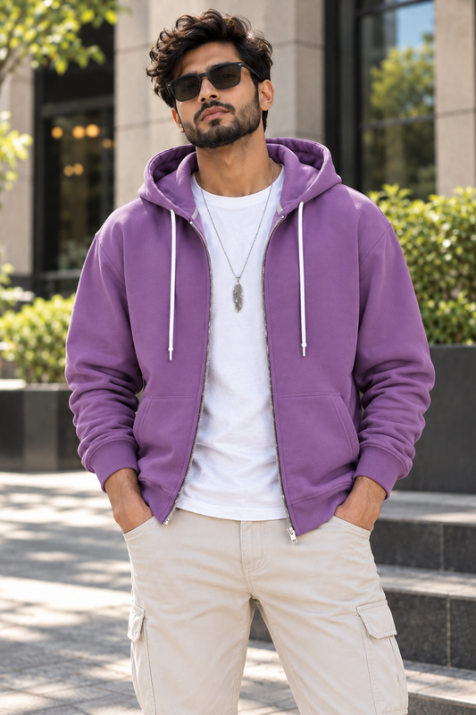 Dark Lavender Zip Up Hoodie (without T-shirt) #1379