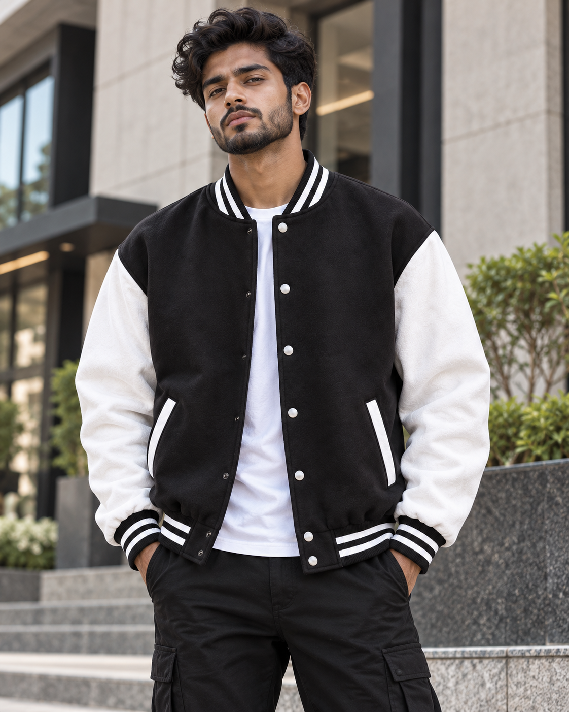 Men's Varsity Jacket (Midnight Black) #1334