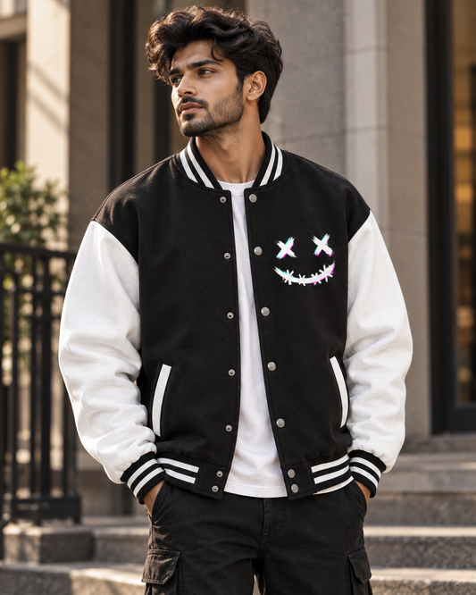 Men's Varsity Jacket (Black & White) #507