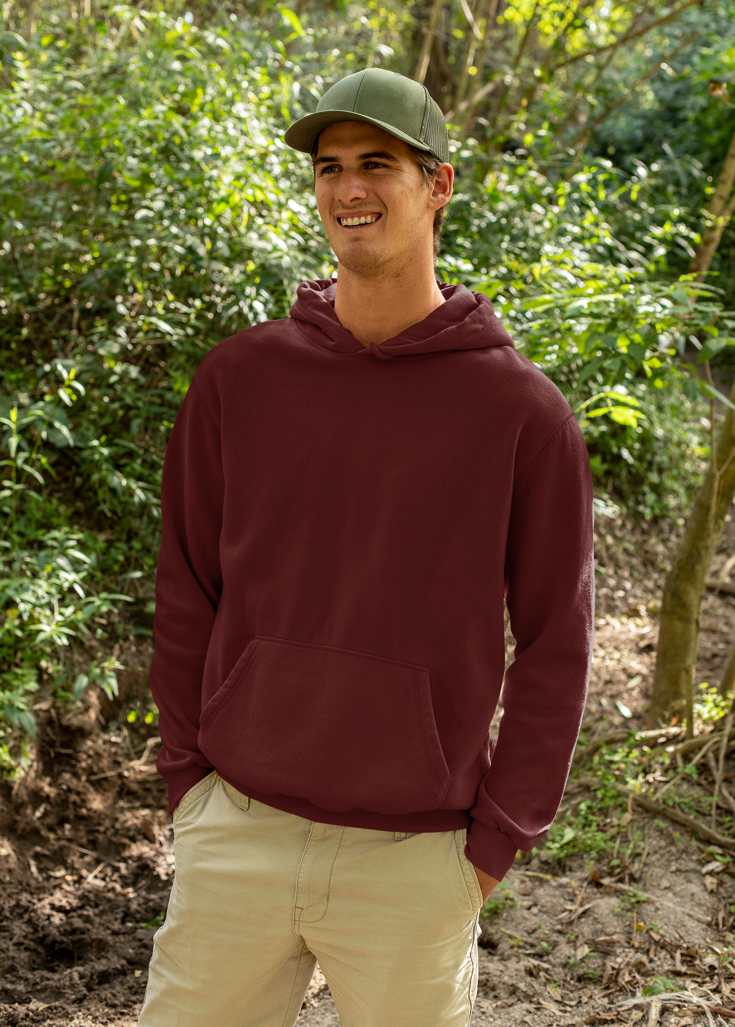 Premium Cotton Hoodie (Wine Red) #612