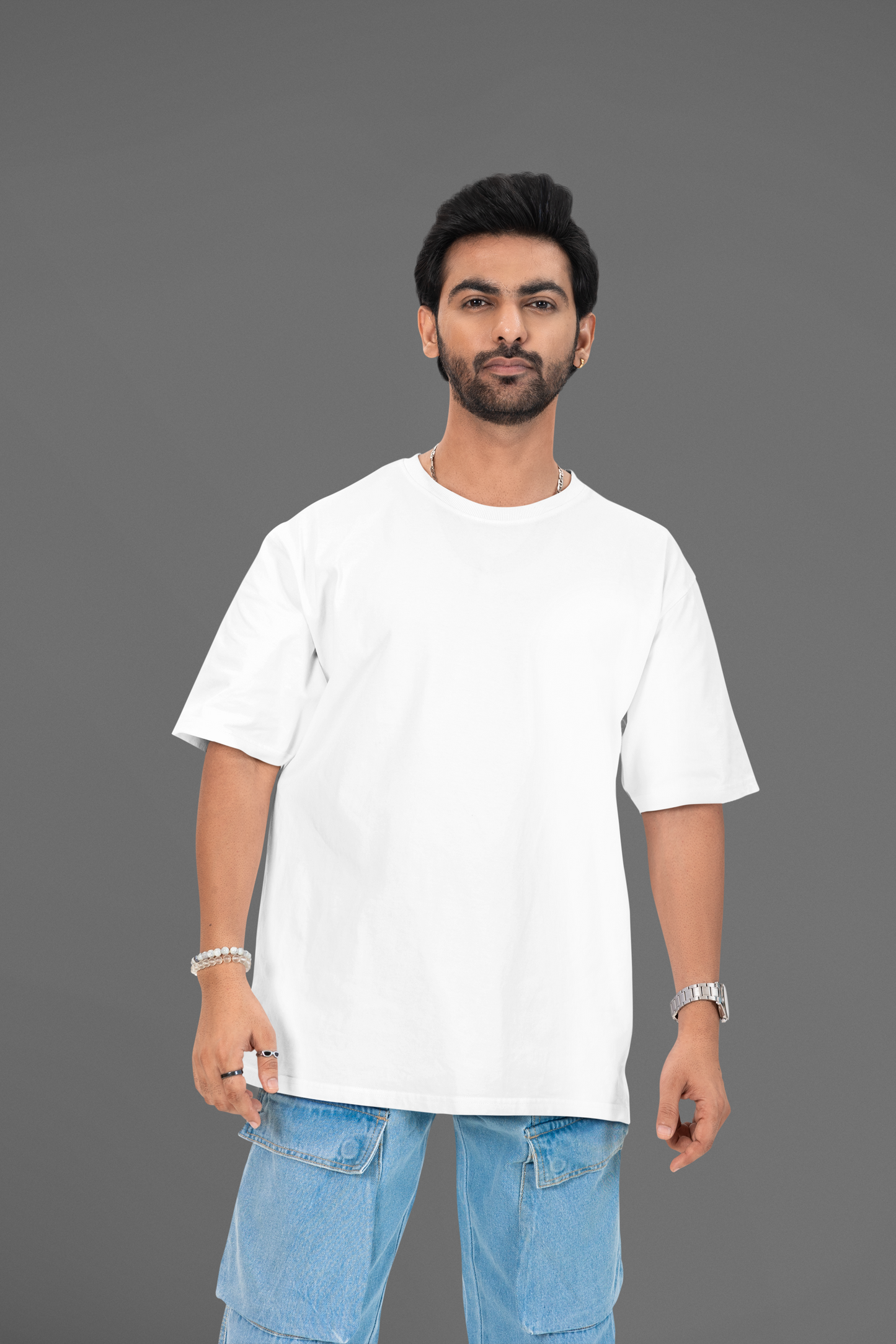 Pearl White Oversized Tee in Heavy GSM Cotton #431