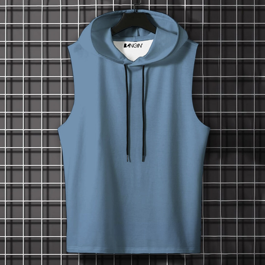 Hooded Tank Top in 100% Cotton #885 (Pastel Blue)