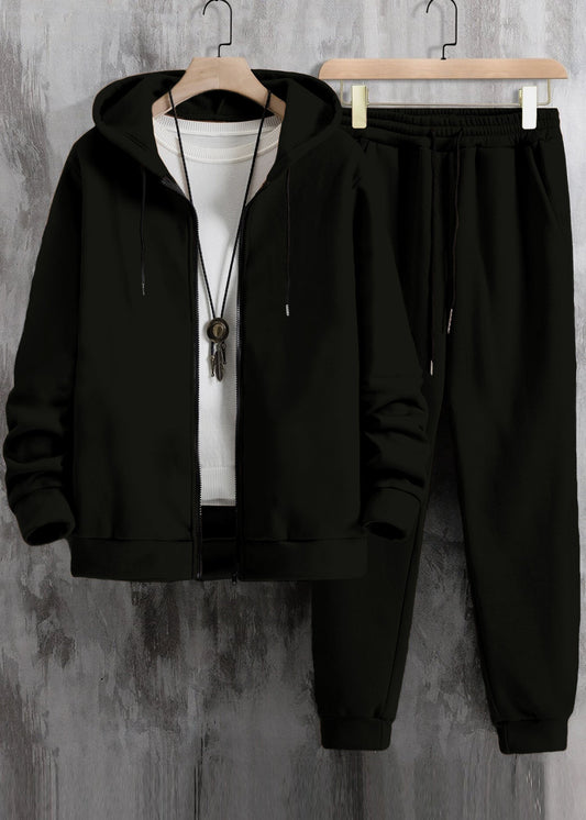 Men Zip Up Drawstring Hoodie & Sweatpants Co-ord Set Without Tee #218